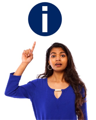 A person pointing to an information icon.