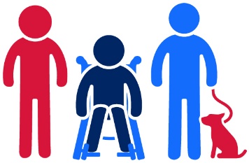 A diverse group of people with different abilities and backgrounds.