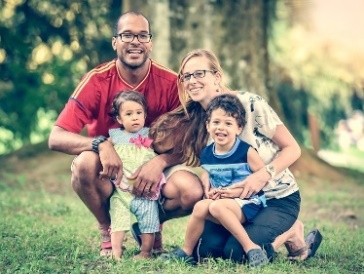 A family with children in a public park.